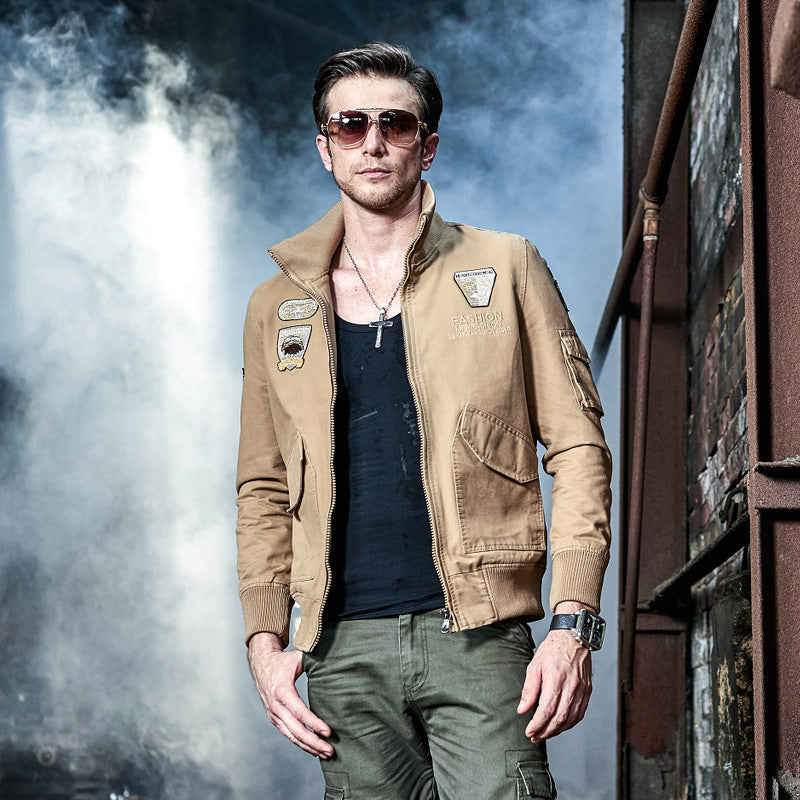 Herren Langarmjacke im Militärstil mit Taschen