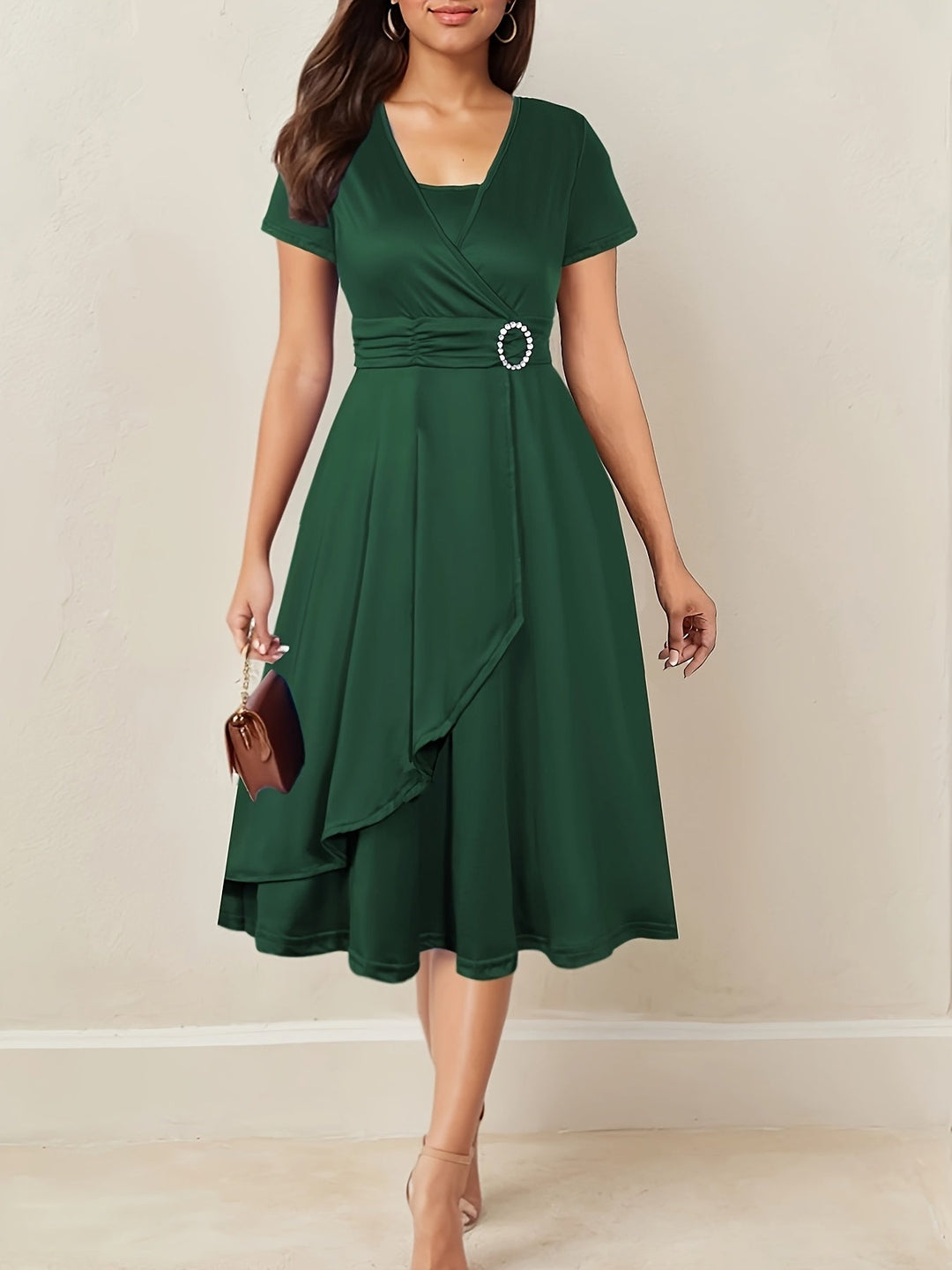 Hilda™ - Elegantes Abendkleid mit Strass-V-Ausschnitt