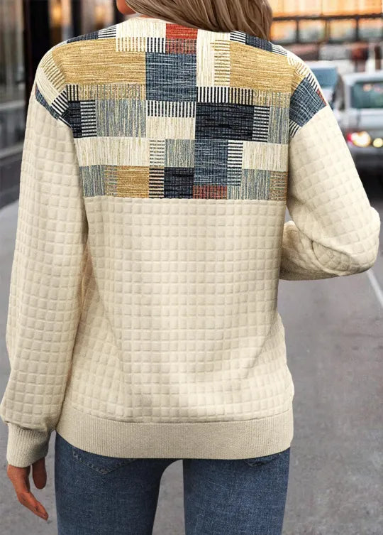 Linora | Patchwork-Strick mit Knöpfen