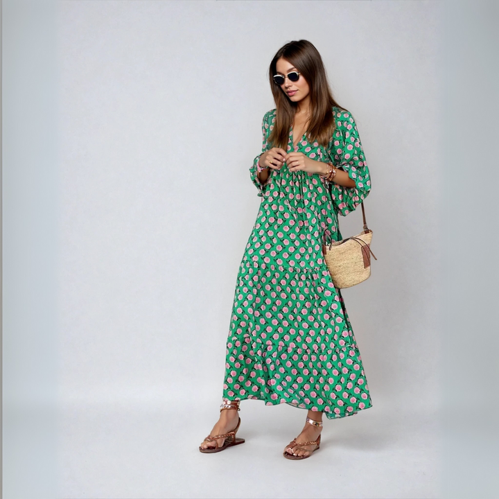 Elin | Boho Maxi Baumwollkleid