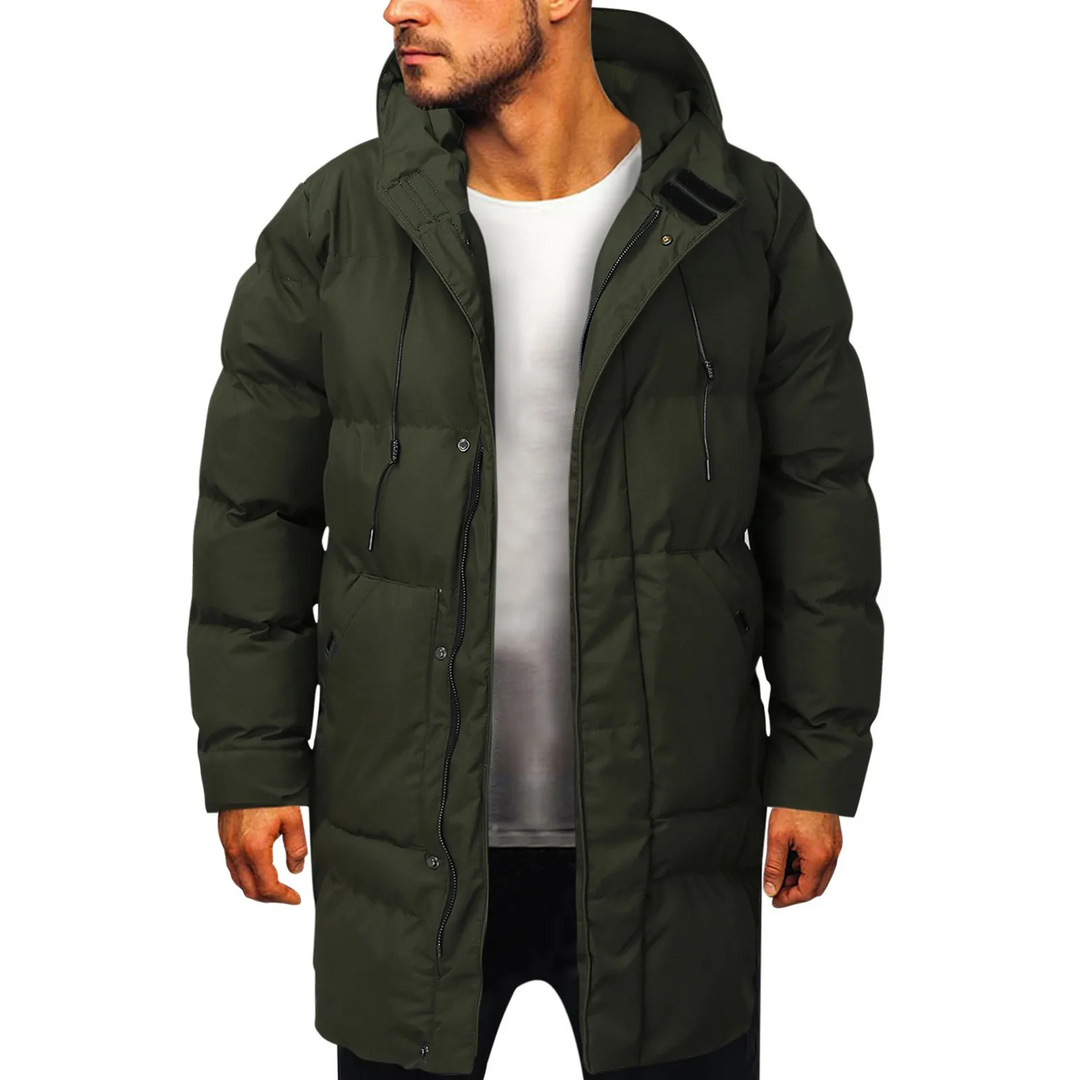 Tommaso - Langer Wintermantel Herren Mit Kapuze, Gefütterter Steppmantel