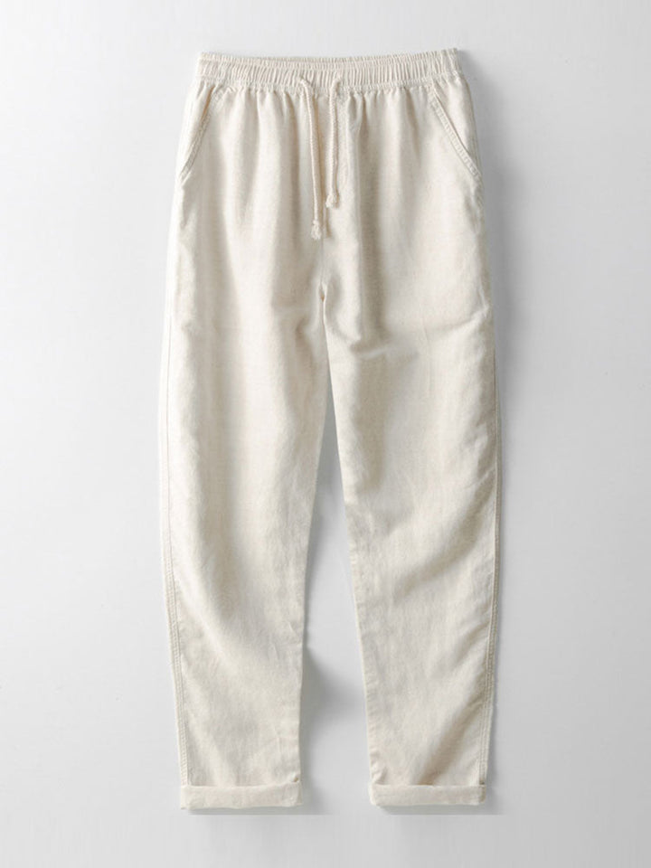 Button-Up Hemd und gerade geschnittene Hose aus Leinen-Rayon-Mischung