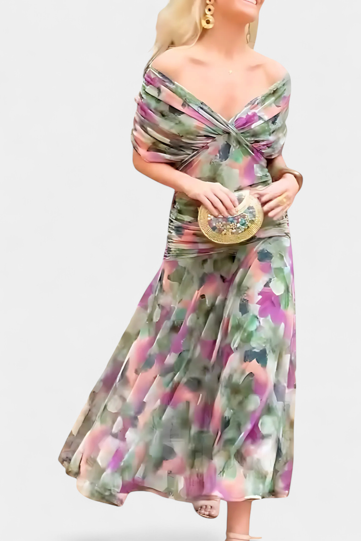 Alondra™ | V-Ausschnitt Langes Floral-Maxikleid