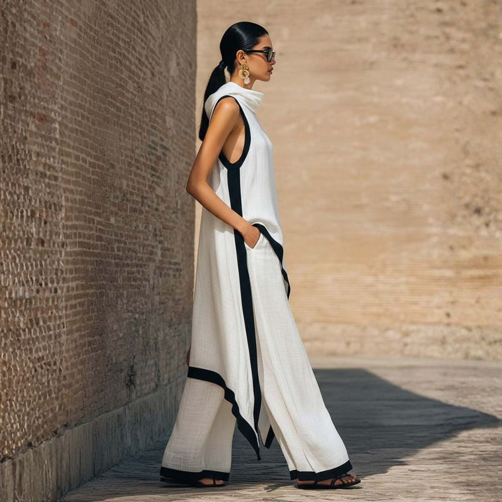 Leonora | Elegantes asymmetrisches Outfit für Damen mit weitem Hosenbein