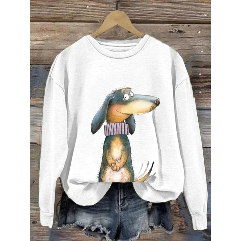 Sweat-shirt pour femme à col rond et manches longues