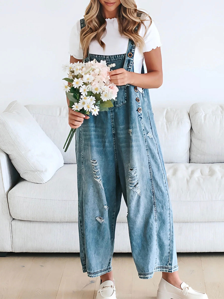 Thessa™ - Verwaschene Denim-Latzhose