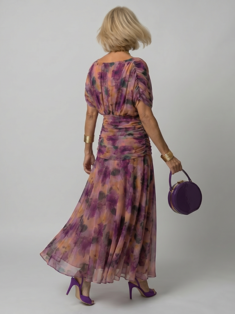 Calen | Elegantes Off-Shoulder-Midi-Kleid mit fließendem Design