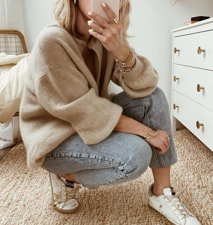 Cardigan boutonné à manches longues pour femme