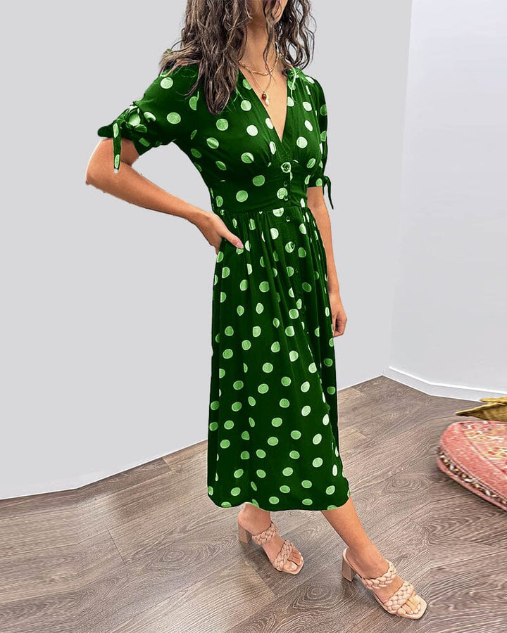 Bellamy - V-Ausschnitt Kleid mit Pünktchen