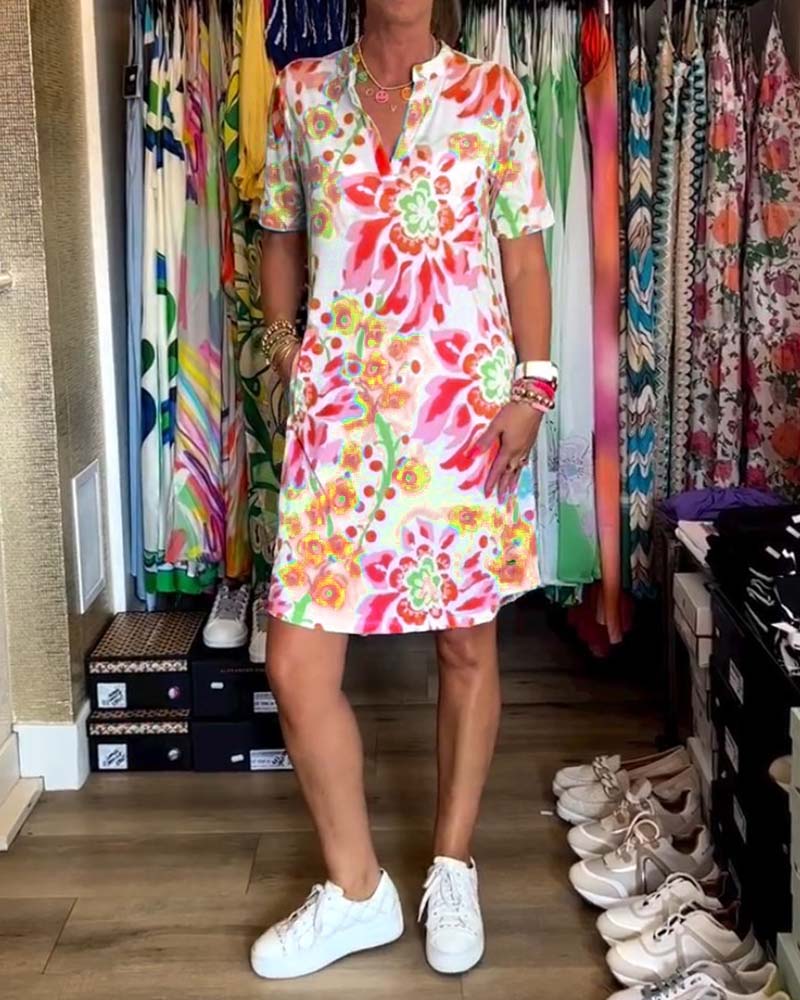 Federica™ - Kleid mit kurzen Ärmeln und floralem Druck