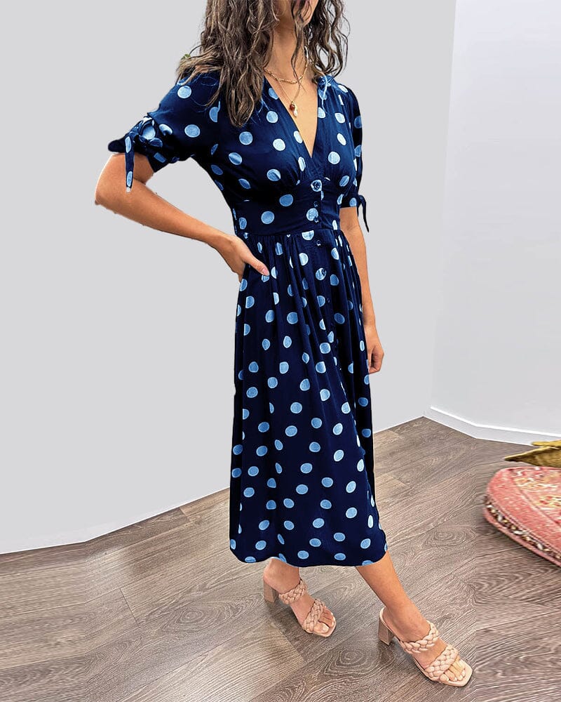 Bellamy - V-Ausschnitt Kleid mit Pünktchen