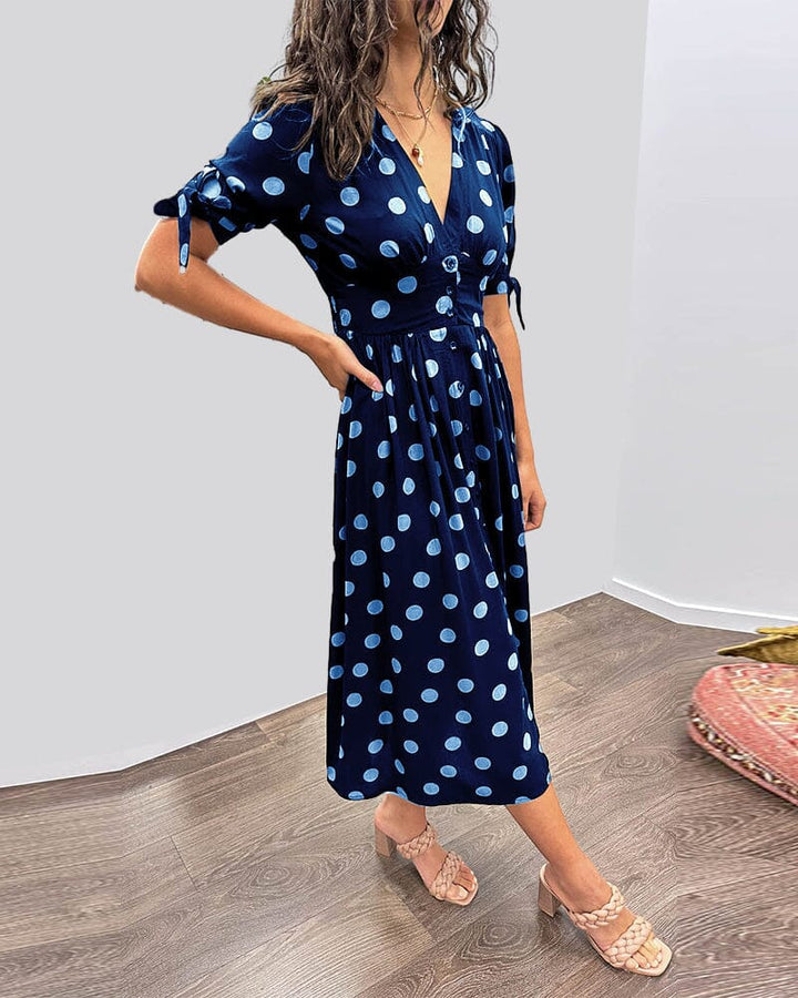 Bellamy - V-Ausschnitt Kleid mit Pünktchen