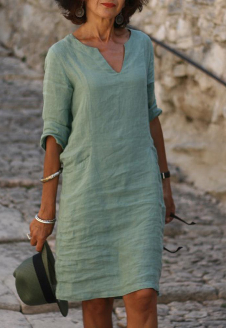 Elvy™ - Elegantes V-Ausschnitt Kleid