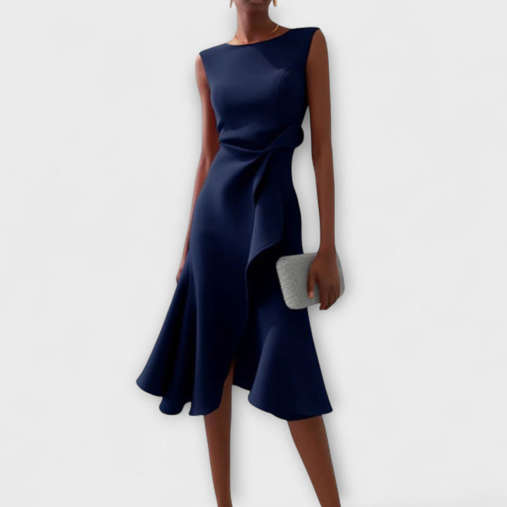 Juliette™ – Elegantes Drapiertes Asymmetrisches Midi-Kleid