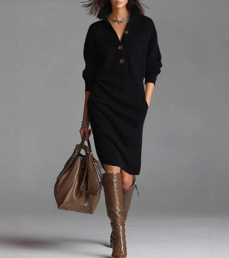 Scarlett™ - Elegantes Winterkleid mit Knöpfen