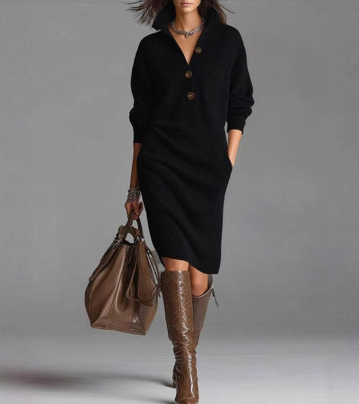 Scarlett™ - Elegantes Winterkleid mit Knöpfen