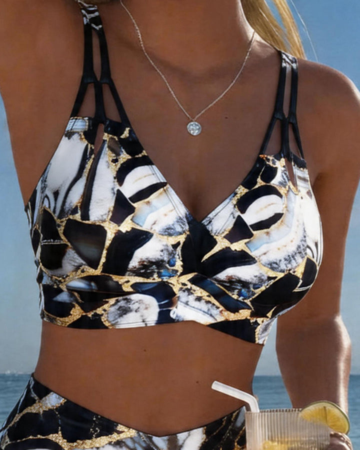 Luna | Damen V-Ausschnitt Träger-Bikini mit normaler Passform