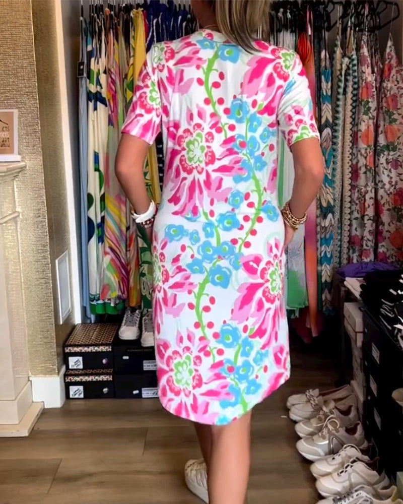 Federica™ - Kleid mit kurzen Ärmeln und floralem Druck