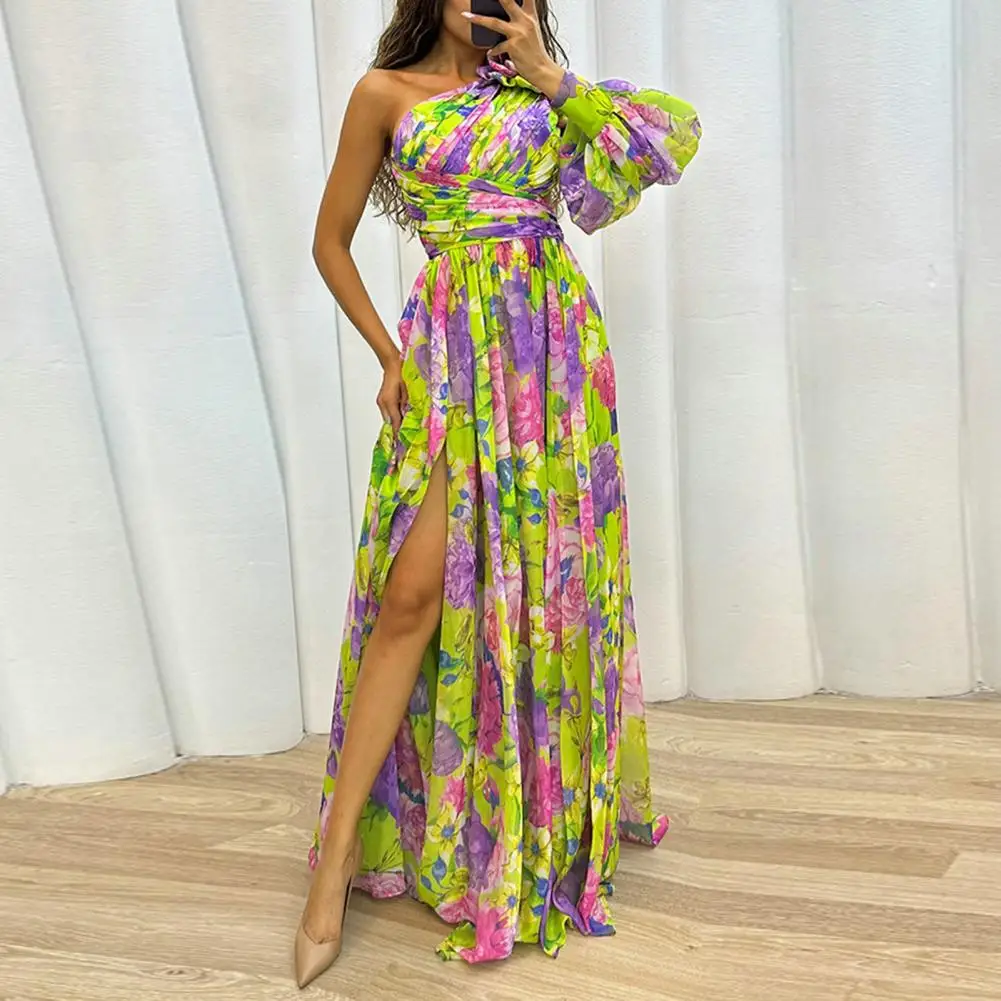 Lila - Ein-Schulter Kleid