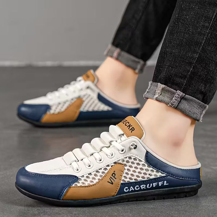 Sneakers slip-on da uomo color block con retro scoperto