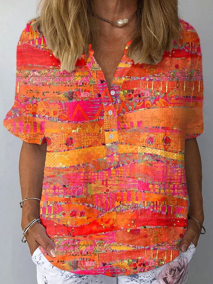 Heidi™ – Vintage Kunstdruck Casual Baumwolle und Leinen