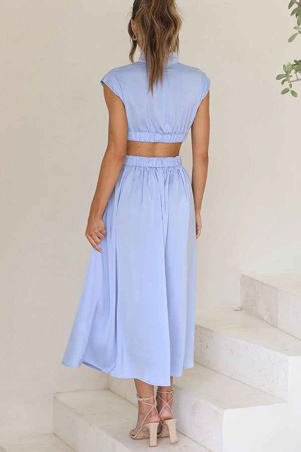 Quincy | Midi-Kleid mit Cut-Out und Taschen