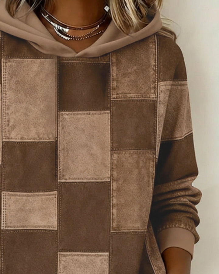 Schicker Langarm-Karierten Hoodie
