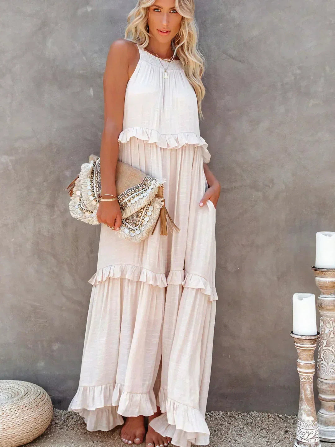 Emilia™ - Halter Ruffle Maxi Kleid