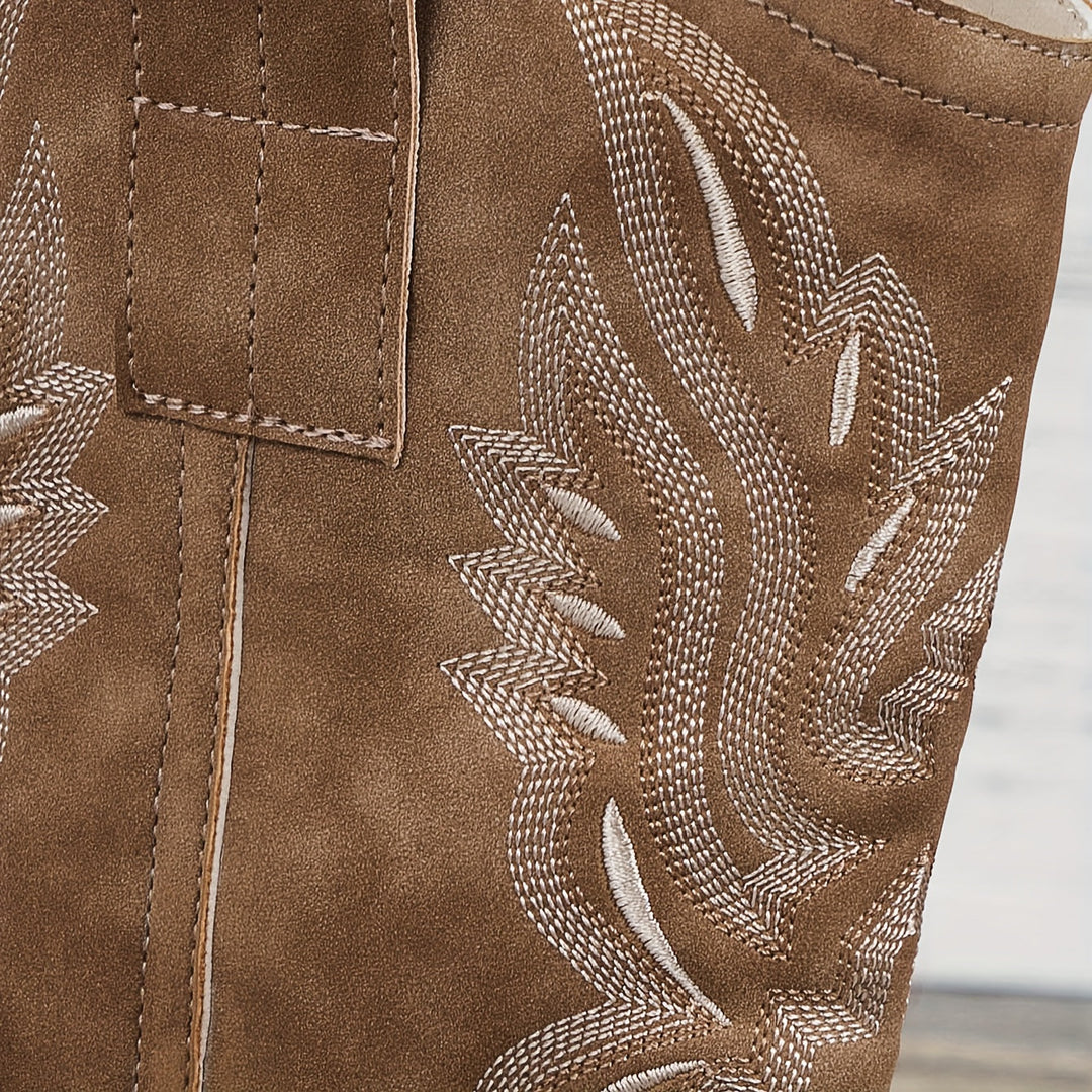 Damen Western Cowboy Stiefel für breite Waden mit besticktem Schaft