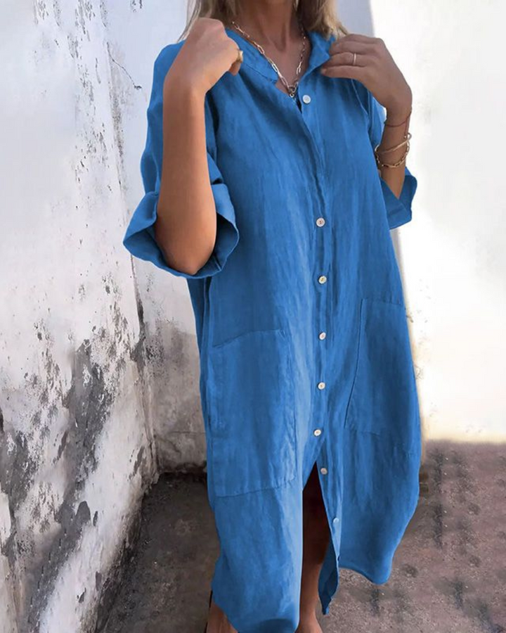 Meiva™ - Baumwoll-Leinen Hemdkleid