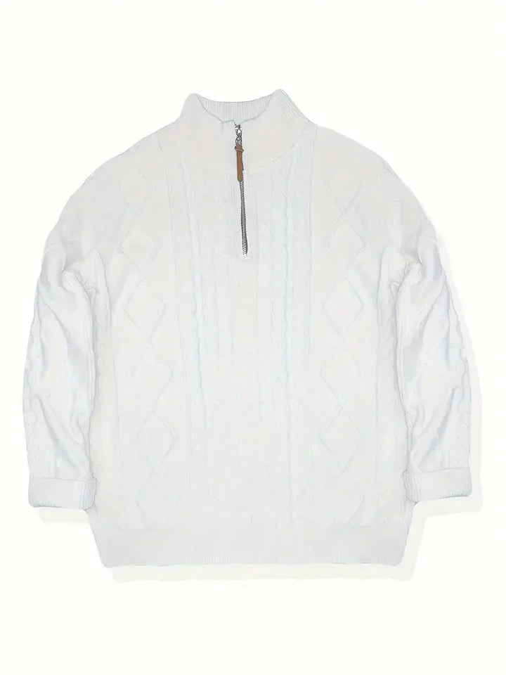 Brit & Boho™️ | Viskose-Mischung Strick Quarter Zip
