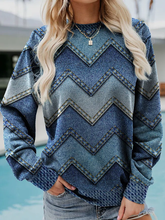 Sweat-shirt pour femme à col rond et manches longues