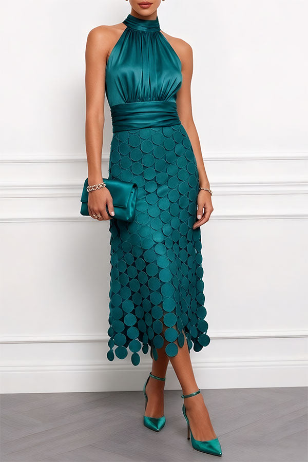 Céline | Damen Halter Midi Kleid