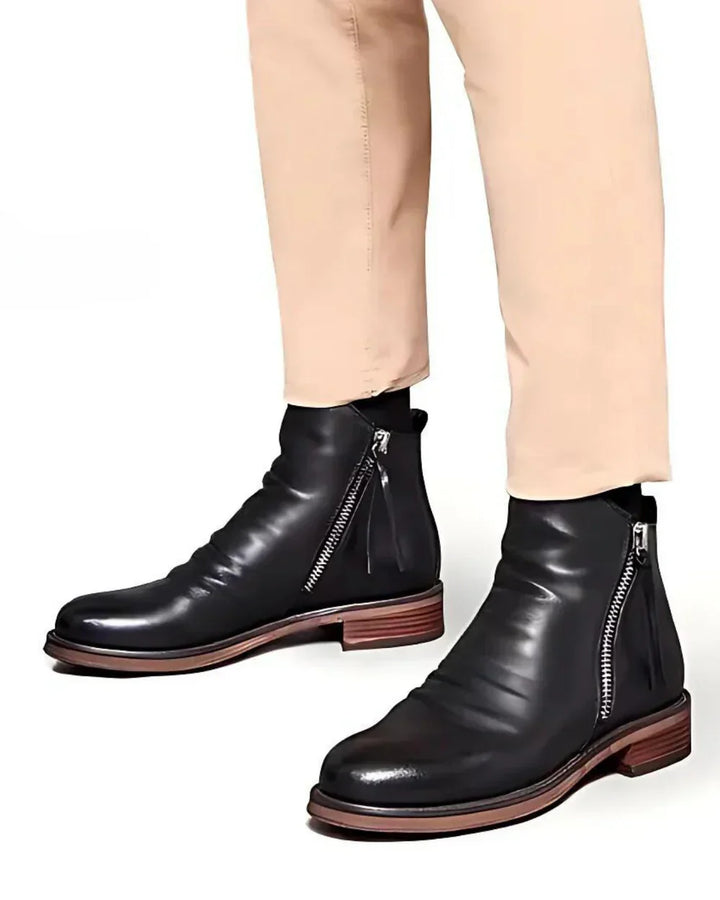 Max - Lederstiefelette Mit Seitlichem Reißverschluss
