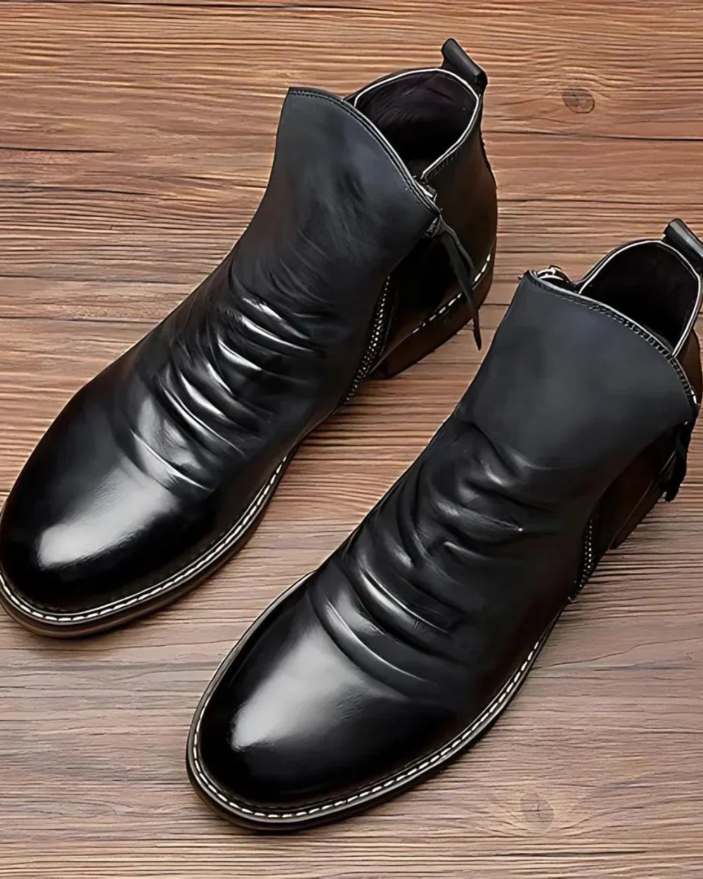 Max - Lederstiefelette Mit Seitlichem Reißverschluss
