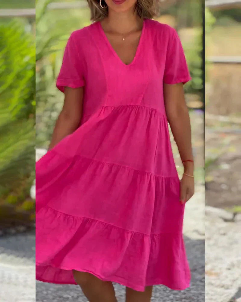 Zoey™ - Lässiges Sommer V-Ausschnitt Kleid