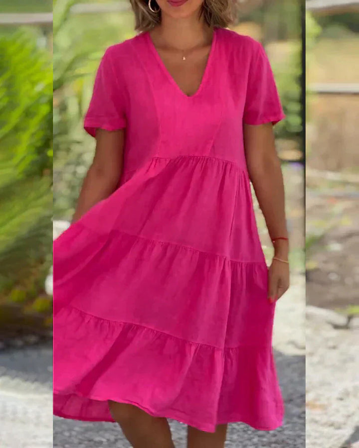 Zoey™ - Lässiges Sommer V-Ausschnitt Kleid