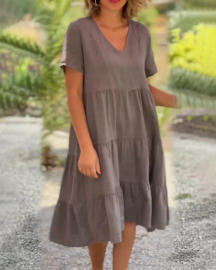 Zoey™ - Lässiges Sommer V-Ausschnitt Kleid