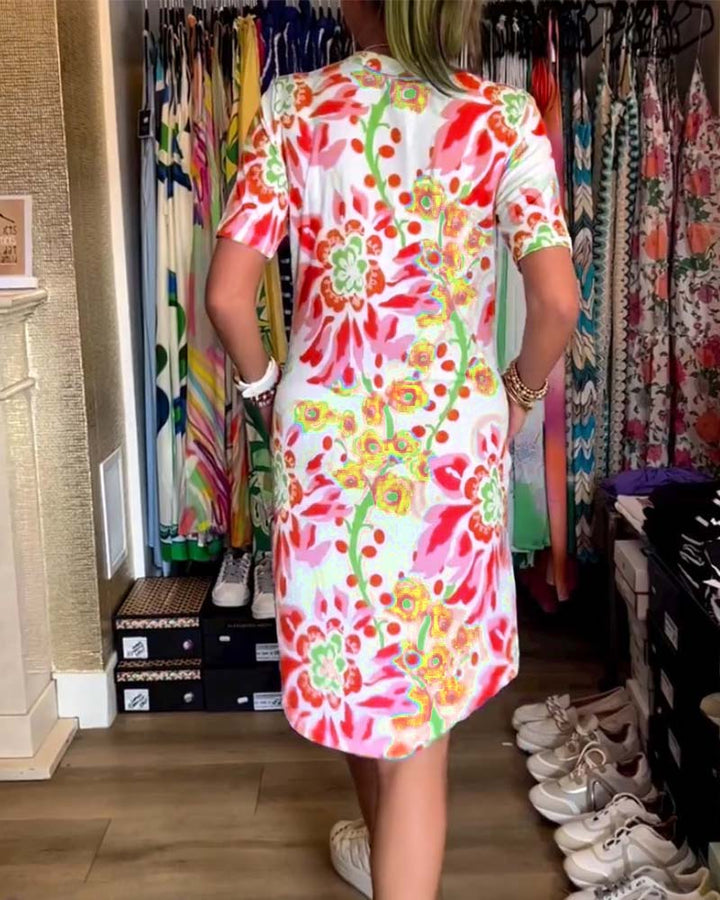 Federica™ - Kleid mit kurzen Ärmeln und floralem Druck