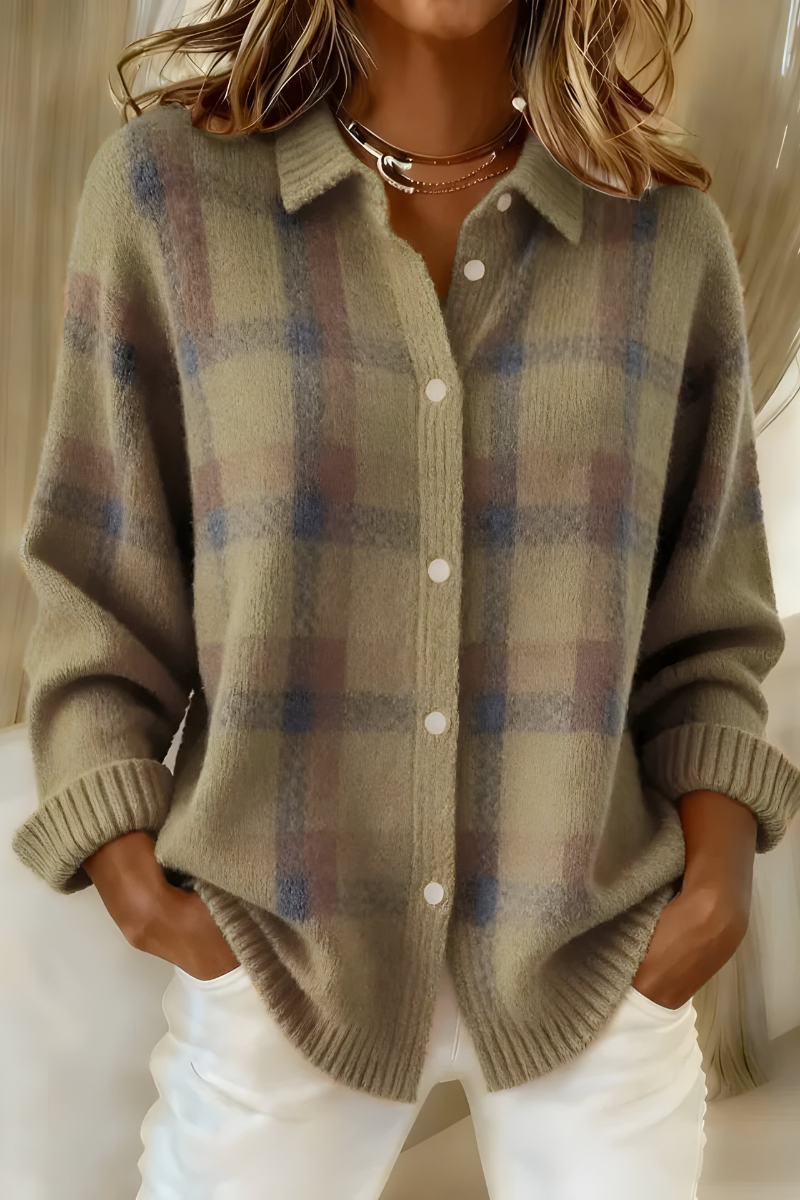 Tesa | Gemütlicher Karopullover Cardigan