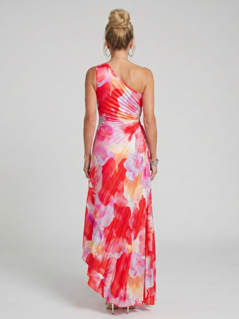 Taya | Ein Schulter Plissiertes Midi Kleid
