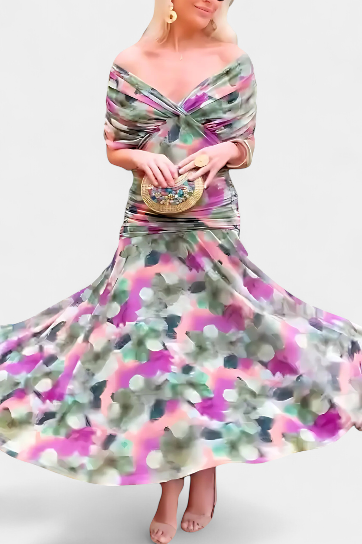 Alondra™ | V-Ausschnitt Langes Floral-Maxikleid