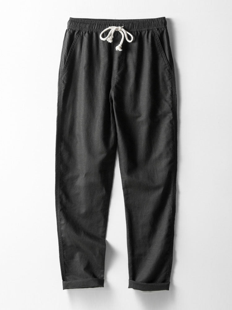Button-Up Hemd und gerade geschnittene Hose aus Leinen-Rayon-Mischung
