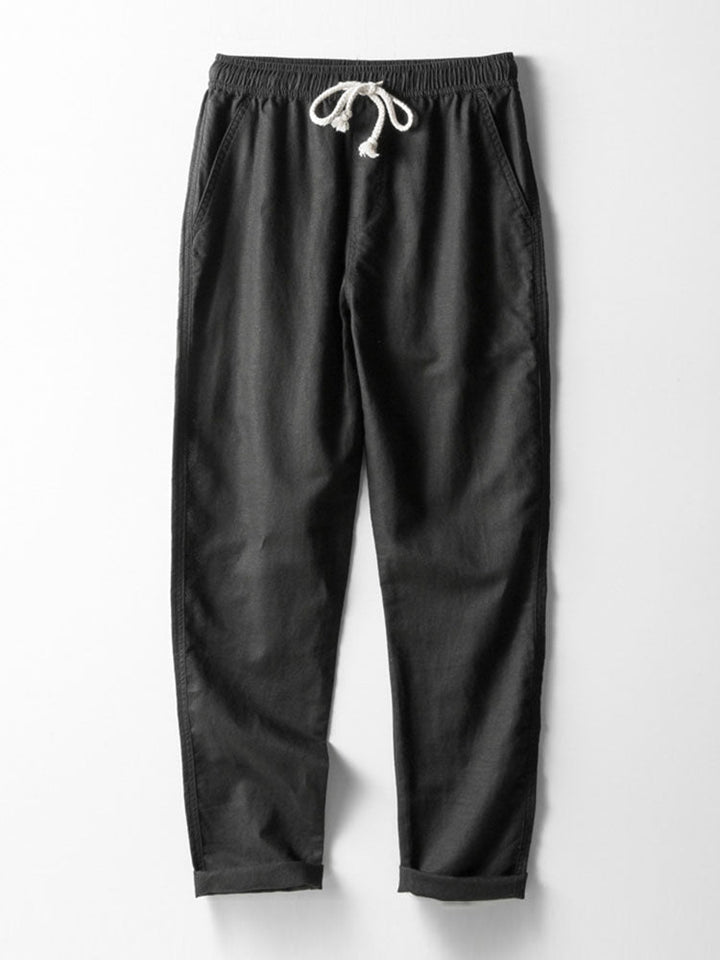 Button-Up Hemd und gerade geschnittene Hose aus Leinen-Rayon-Mischung