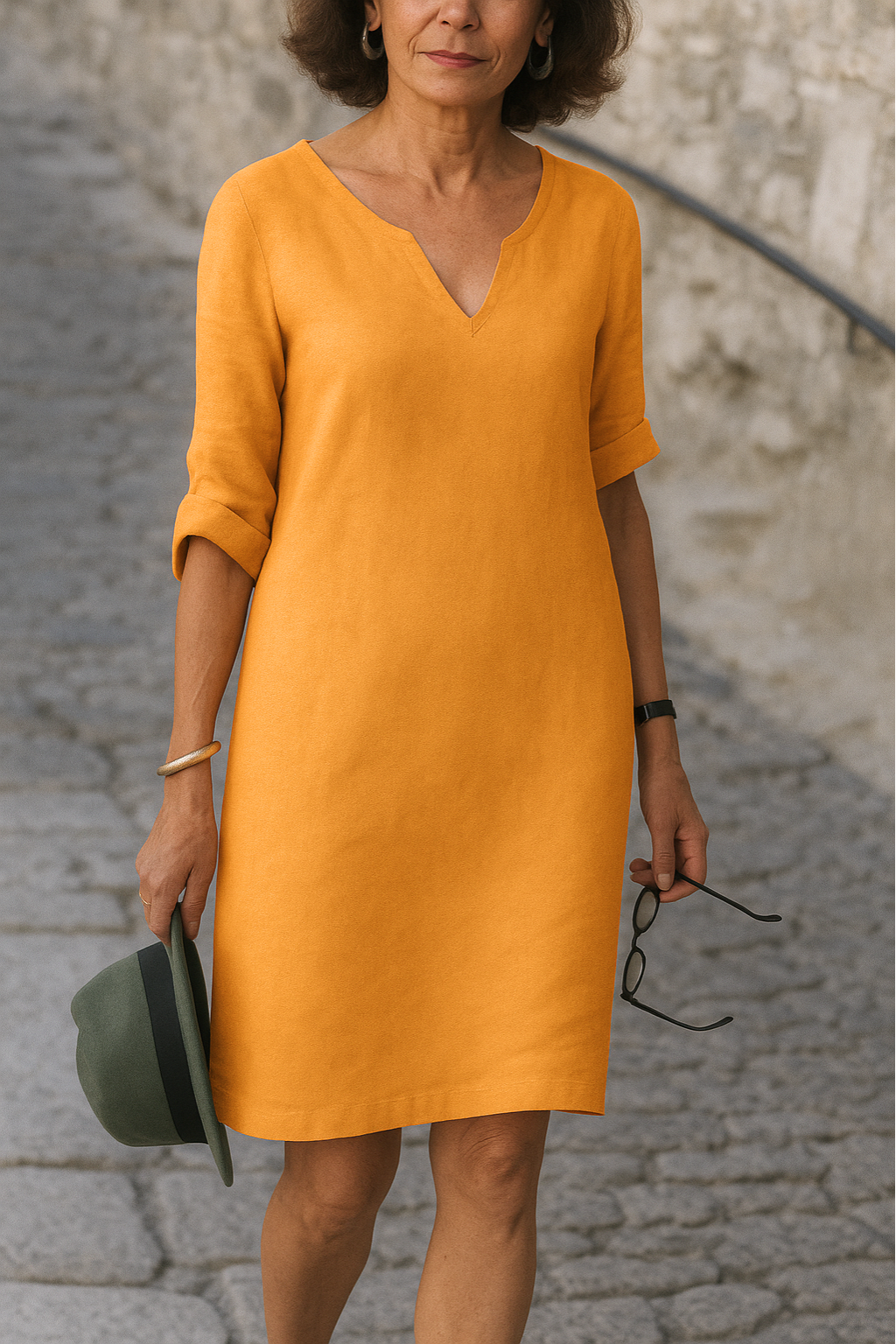 Elvy™ - Elegantes V-Ausschnitt Kleid