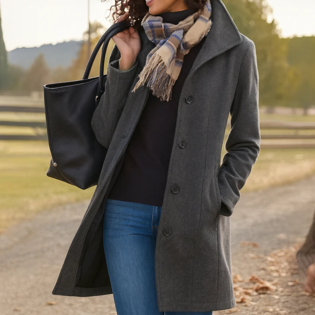Vera™ - Klassischer Mid-Length Knopfmantel