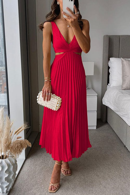 Sanne | Schickes Satin-Midi-Kleid mit eleganten Falten