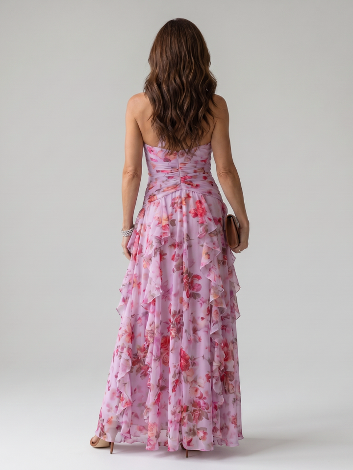Nori | Halter Neck Rüschentop Floral Maxi Kleid