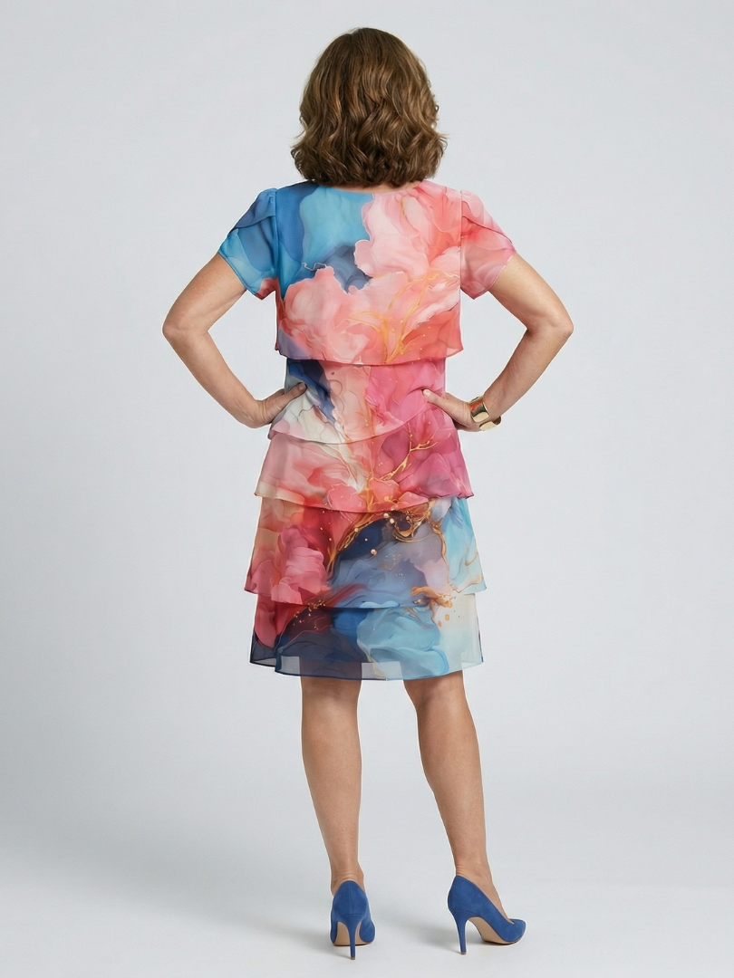 Mira | Elegantes knielanges Kleid mit Marmorprint