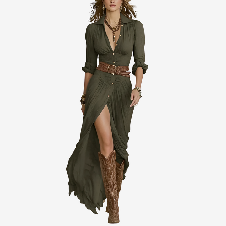 Eve™ Maxi-Fließkleid mit Gürtel